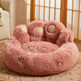 Kennel Warm Medium Large Dog Corgi Golden Retriever Bed Fleece-lined Sofa Mattress (Option: Pink-3XL Diameter 110cm)