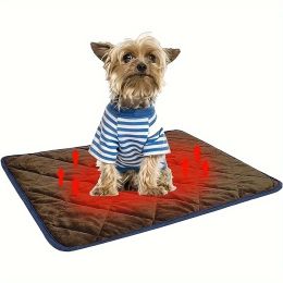 Dog Cat Bed, Cat Dog Non-Slip Mat, Extra Warm Thermal Pet Pad  Self-Heating Cat Mat Warm Thermal Pet Pad Washable Dog Crate Pad Heat Dog Cat Bed Mat B (Option: Brown-S)